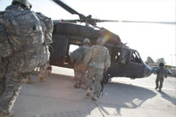 Catching a ride in a blackhawk