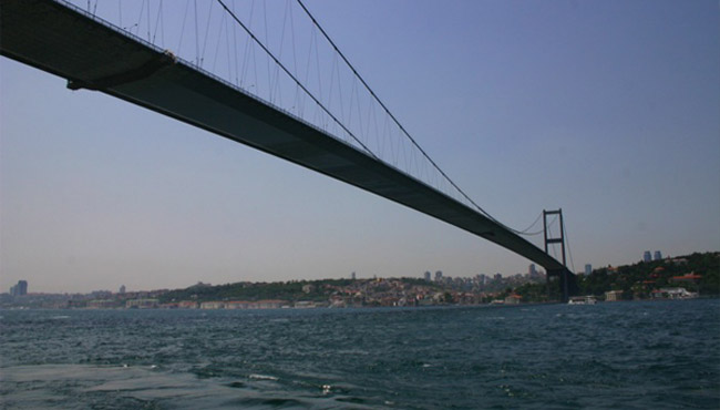 A bridge over the Bosporus in Istanbul, Turkey