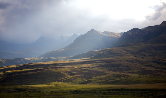 The sun sets over Central Drakensberg, South Africa