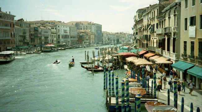 A view of the canals in Venice, Italy