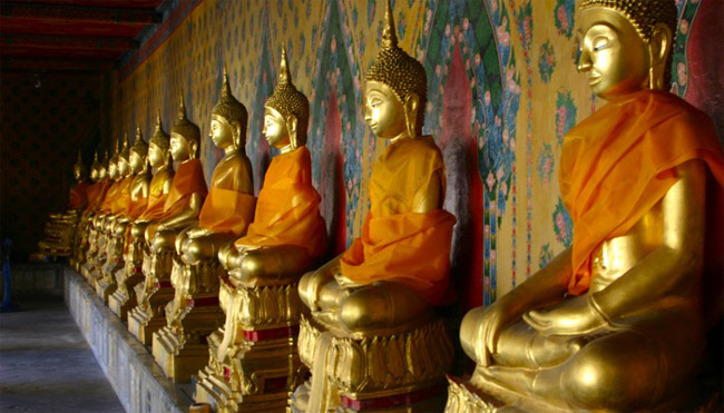 Statues of Buddha in a Bangkok temple