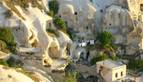 A view of the cave dwellings in Cappadocia, Turkey