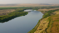 A view of the Tigris River as seen from the Kenan Tepe excavation near Diyarbakir, Turkey